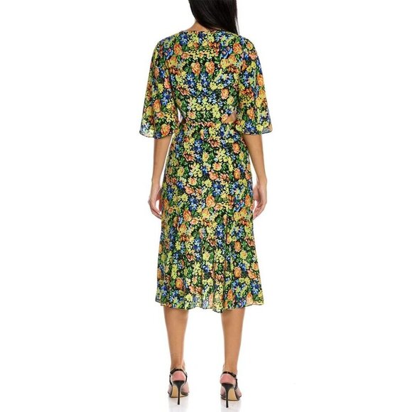 Les Reveries Womens Dress Size 10 Multicolor Flutter Sleeve Wrap Floral New - Picture 9 of 9